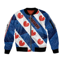 Netherlands Friesland Province Sleeve Zip Bomber Jacket Flag Style