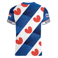 Netherlands Friesland Province Women V-Neck T-Shirt Flag Style