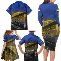 Netherlands Gelderland Province Family Matching Long Sleeve Bodycon Dress and Hawaiian Shirt Flag Style