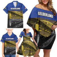 Netherlands Gelderland Province Family Matching Off Shoulder Short Dress and Hawaiian Shirt Flag Style