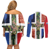 Netherlands Groningen Province Couples Matching Off Shoulder Short Dress and Long Sleeve Button Shirt Flag Style