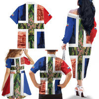 Netherlands Groningen Province Family Matching Off The Shoulder Long Sleeve Dress and Hawaiian Shirt Flag Style