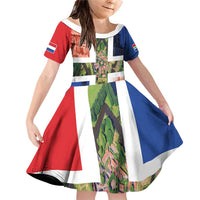 Netherlands Groningen Province Family Matching Off Shoulder Short Dress and Hawaiian Shirt Flag Style