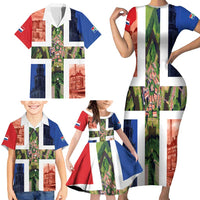 Netherlands Groningen Province Family Matching Short Sleeve Bodycon Dress and Hawaiian Shirt Flag Style