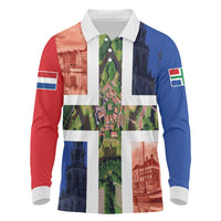 Netherlands Groningen Province Long Sleeve Polo Shirt Flag Style