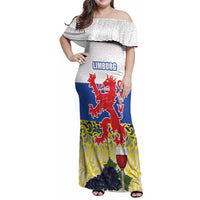 Netherlands Limburg Province Family Matching Off Shoulder Maxi Dress and Hawaiian Shirt Flag Style