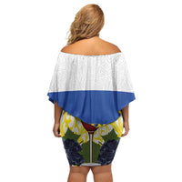 Netherlands Limburg Province Family Matching Off Shoulder Short Dress and Hawaiian Shirt Flag Style