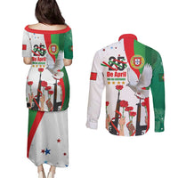 Portugal Carnation Revolution Couples Matching Puletasi and Long Sleeve Button Shirt Dia Da Liberdade 25 De April