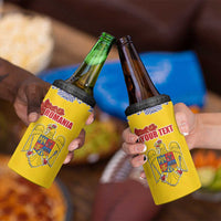 Personalized Vintage Romania Coat of Arms 4 in 1 Can Cooler Tumbler Golden Eagle with Romanian Peony