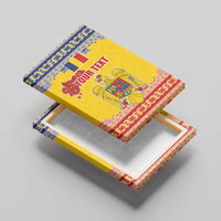 Personalized Vintage Romania Coat of Arms Canvas Wall Art Golden Eagle with Romanian Peony