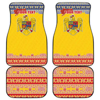 Personalized Vintage Romania Coat of Arms Car Mats Golden Eagle with Romanian Peony