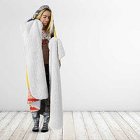 Personalized Vintage Romania Coat of Arms Hooded Blanket Golden Eagle with Romanian Peony