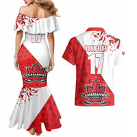 Custom Canada Ice Hockey Champions Forever Couples Matching Mermaid Dress and Hawaiian Shirt Sporty Style