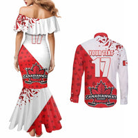 Custom Canada Ice Hockey Champions Forever Couples Matching Mermaid Dress and Long Sleeve Button Shirt Sporty Style
