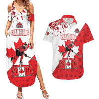 Custom Canada Ice Hockey Champions Forever Couples Matching Summer Maxi Dress and Hawaiian Shirt Sporty Style
