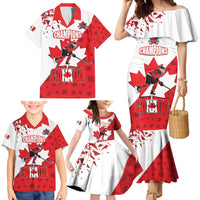 Custom Canada Ice Hockey Champions Forever Family Matching Mermaid Dress and Hawaiian Shirt Sporty Style