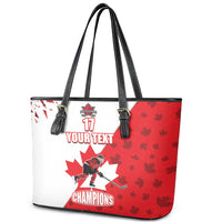 Custom Canada Ice Hockey Champions Forever Leather Tote Bag Sporty Style