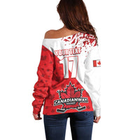 Custom Canada Ice Hockey Champions Forever Off Shoulder Sweater Sporty Style