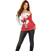 Custom Canada Ice Hockey Champions Forever Off Shoulder Sweater Sporty Style