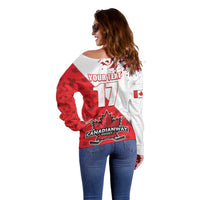 Custom Canada Ice Hockey Champions Forever Off Shoulder Sweater Sporty Style