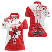 Custom Canada Ice Hockey Champions Forever Women Polo Shirt Sporty Style