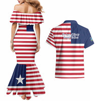 Liberia Flag Style Couples Matching Mermaid Dress and Hawaiian Shirt The Love of Liberty Brought Us Here
