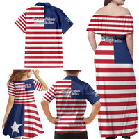 Liberia Flag Style Family Matching Off Shoulder Maxi Dress and Hawaiian Shirt The Love of Liberty Brought Us Here
