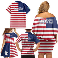 Liberia Flag Style Family Matching Off Shoulder Short Dress and Hawaiian Shirt The Love of Liberty Brought Us Here