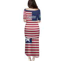 Liberia Flag Style Family Matching Puletasi and Hawaiian Shirt The Love of Liberty Brought Us Here