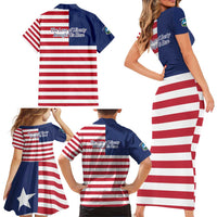 Liberia Flag Style Family Matching Short Sleeve Bodycon Dress and Hawaiian Shirt The Love of Liberty Brought Us Here