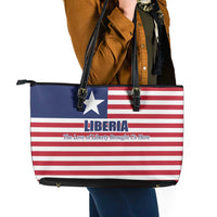 Liberia Flag Style Leather Tote Bag The Love of Liberty Brought Us Here