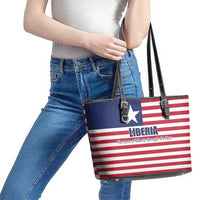 Liberia Flag Style Leather Tote Bag The Love of Liberty Brought Us Here