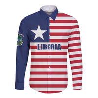 Liberia Flag Style Long Sleeve Button Shirt The Love of Liberty Brought Us Here