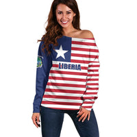 Liberia Flag Style Off Shoulder Sweater The Love of Liberty Brought Us Here