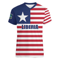 Liberia Flag Style Women V-Neck T-Shirt The Love of Liberty Brought Us Here