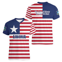 Liberia Flag Style Women V-Neck T-Shirt The Love of Liberty Brought Us Here