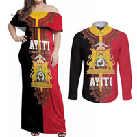 Haiti First Empire 1804-1806 Couples Matching Off Shoulder Maxi Dress and Long Sleeve Button Shirt Liberte ou la Mort!