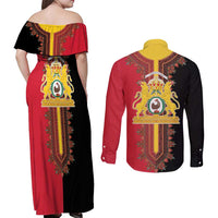 Haiti First Empire 1804-1806 Couples Matching Off Shoulder Maxi Dress and Long Sleeve Button Shirt Liberte ou la Mort!