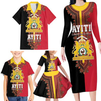 Haiti First Empire 1804-1806 Family Matching Long Sleeve Bodycon Dress and Hawaiian Shirt Liberte ou la Mort!