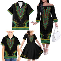 Liberia Coat of Arms Family Matching Off The Shoulder Long Sleeve Dress and Hawaiian Shirt African Dashiki Style