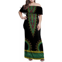 Liberia Coat of Arms Family Matching Off Shoulder Maxi Dress and Hawaiian Shirt African Dashiki Style