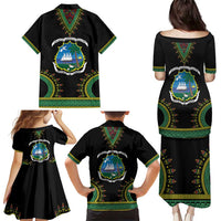 Liberia Coat of Arms Family Matching Puletasi and Hawaiian Shirt African Dashiki Style