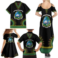 Liberia Coat of Arms Family Matching Summer Maxi Dress and Hawaiian Shirt African Dashiki Style