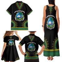Liberia Coat of Arms Family Matching Tank Maxi Dress and Hawaiian Shirt African Dashiki Style