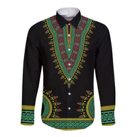 Liberia Coat of Arms Long Sleeve Button Shirt African Dashiki Style