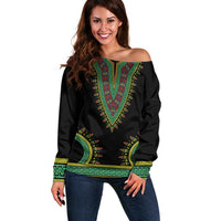 Liberia Coat of Arms Off Shoulder Sweater African Dashiki Style
