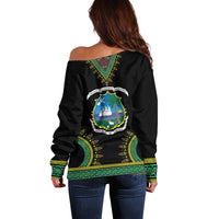 Liberia Coat of Arms Off Shoulder Sweater African Dashiki Style