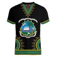 Liberia Coat of Arms Women V-Neck T-Shirt African Dashiki Style
