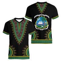 Liberia Coat of Arms Women V-Neck T-Shirt African Dashiki Style