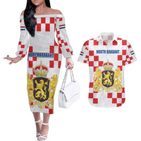 Netherlands North Brabant Province Custom Couples Matching Off The Shoulder Long Sleeve Dress and Hawaiian Shirt
